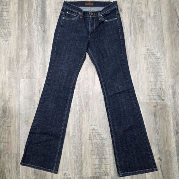 Vintage Dry Aged Denim Flared Bootcut Dark Wash Jeans Size 27 - Picture 1 of 6